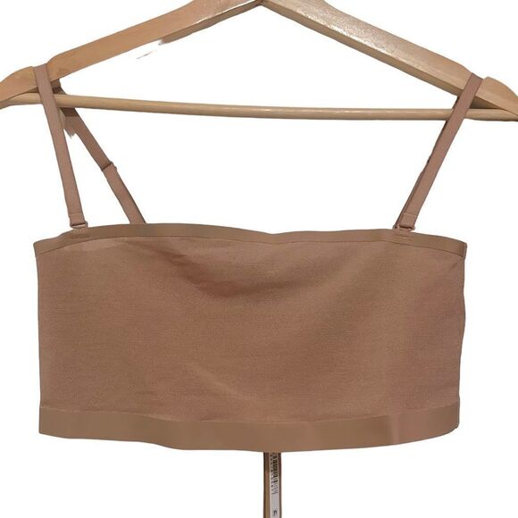 NWT SKIMS Sheer Sculpt Bandeau Neutral In Sienna With Straps Bralette - Picture 7 of 10